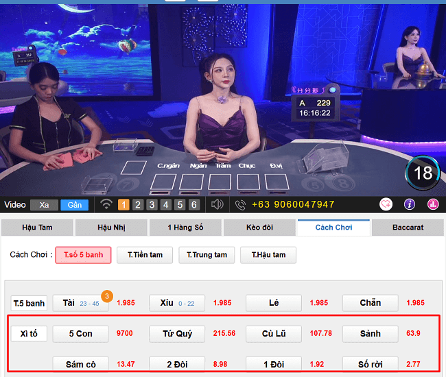 Tỉ lệ trả thưởng của xì tố